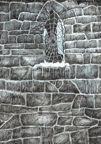 s.11, Zamek w lesie Findhorn, 2006, (tusz na papierze) autorstwa Vincent Alexander Booth
