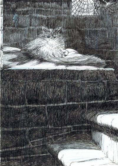 s.21, Zamek w lesie Findhorn, 2006, (tusz na papierze) autorstwa Vincent Alexander Booth