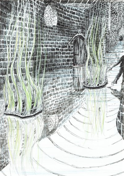 str.29, Zamek w lesie Findhorn, 2006, (tusz na papierze) autorstwa Vincent Alexander Booth