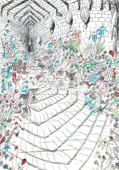 str.37, Zamek w lesie Findhorn, 2006, (tusz na papierze) autorstwa Vincent Alexander Booth