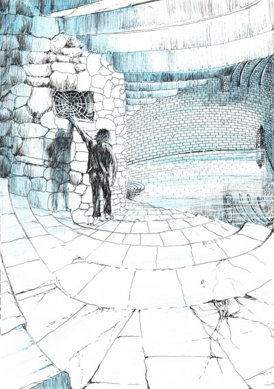 str.39, Zamek w lesie Findhorn, 2006, (tusz na papierze) autorstwa Vincent Alexander Booth