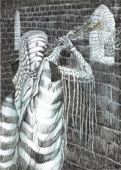 strona 7, Zamek w lesie Findhorn, 2006, (tusz na papierze) autorstwa Vincent Alexander Booth