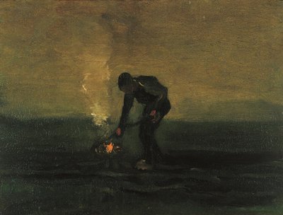 Chłop palący chwasty, 1883. autorstwa Vincent van Gogh