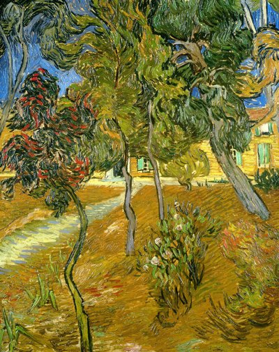 Drzewa w ogrodzie przytułku, 1889. autorstwa Vincent van Gogh