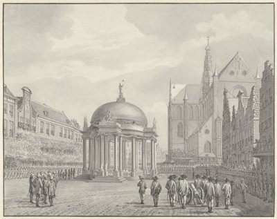 Zaprzysiężenie Regulaminu Rządowego na Grote Markt w Haarlemie, 5 września 1787 r. autorstwa Vincent Jansz. van der Vinne