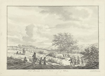 Obóz wojskowy na wydmach w pobliżu Overveen w lipcu 1803 r. Obóz pod Overveen, lipiec 1803 (tytuł na obiekcie) autorstwa Vincent Jansz. van der Vinne