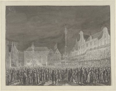Obchody Proklamacji Sojuszu z Francją na Grote Markt w Haarlemie, 1795 autorstwa Vincent Jansz. van der Vinne