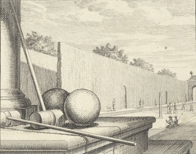 Atrybuty krokieta z graczami krokieta w tle, 1714. autorstwa Vincent Laurensz Vinne van der