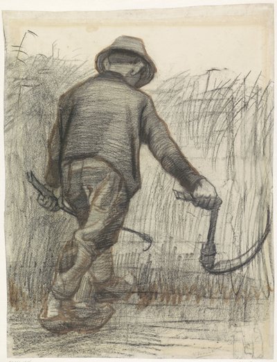 Obcinacz do kukurydzy z kapeluszem, widziany z tyłu autorstwa Vincent van Gogh (signed by artist)