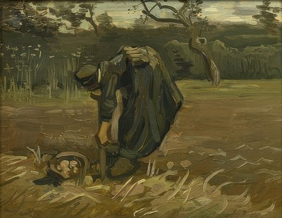 Żona rolnika zbierająca ziemniaki. 1885 autorstwa Vincent van Gogh