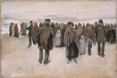 Plaża w Scheveningen / Ludzie spacerujący po plaży autorstwa Vincent van Gogh