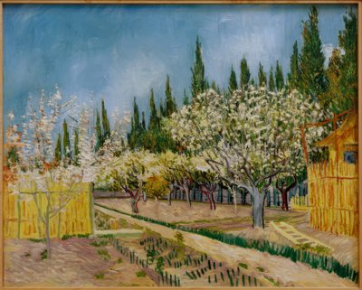 Kwitnący sad otoczony cyprysami autorstwa Vincent van Gogh