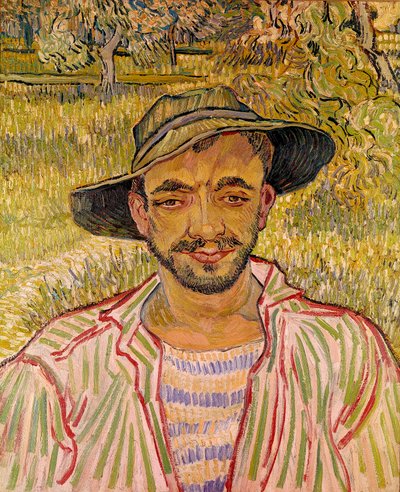 Popiersie chłopskiej twarzy ze słomkowym kapeluszem Obraz Vincenta Van Gogha (1853-1890) 1889 wym. 61x50 cm. Galleria Nazinale d