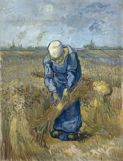 Wieśniaczka wiążąca snopy (wg Milleta). 1889 autorstwa Vincent van Gogh