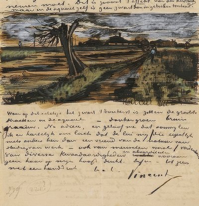 Kopfweide, Brief an Theo van Gogh. 1882 autorstwa Vincent van Gogh