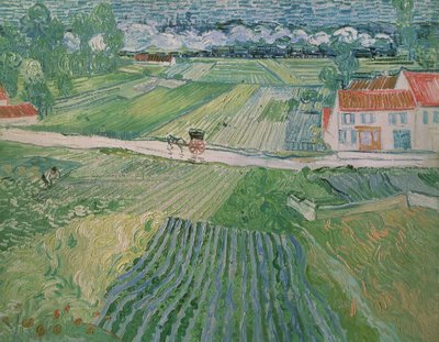 Krajobraz w Auvers po deszczu (krajobraz z karetą i pociągiem) autorstwa Vincent van Gogh