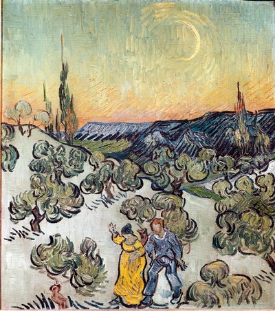 Krajobraz o zmierzchu (Saint Remy lub Saint-Remy). Obraz Vincenta Van Gogha (1853-1890) autorstwa Vincent van Gogh