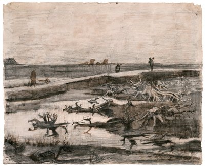 Pejzaż z pniami w bagnie (Prace w polu) autorstwa Vincent van Gogh