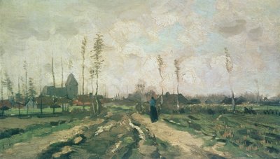 Krajobraz z kościołem i domami, Nuenen, 1885 autorstwa Vincent van Gogh