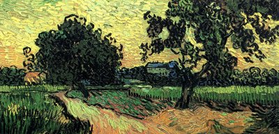 Krajobraz z zamkiem Auvers o zachodzie słońca autorstwa Vincent van Gogh