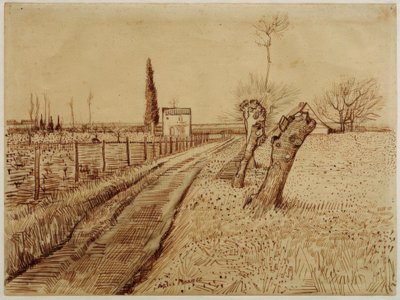 Krajobraz z ścieżką i wierzbami ściętymi autorstwa Vincent van Gogh