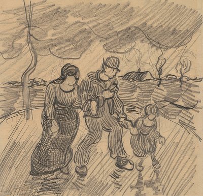 Para z dzieckiem na ulicy w deszczu. 1890 autorstwa Vincent van Gogh