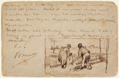 Pocztówka z kopaniem dwóch chłopów, 1885. autorstwa Vincent van Gogh