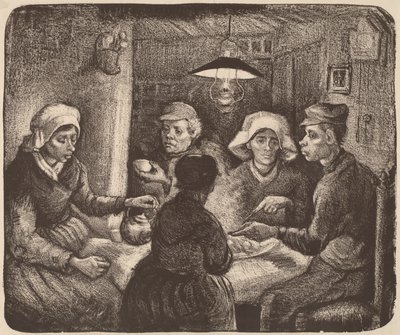 Zjadacze ziemniaków, 1885 (litografia w kolorze ciemnobrązowym) autorstwa Vincent van Gogh