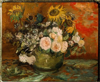 Róże i słoneczniki autorstwa Vincent van Gogh