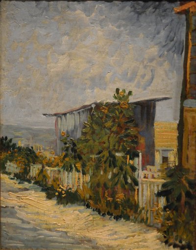Szopa na Montmartre ze słonecznikiem, 1887 autorstwa Vincent van Gogh