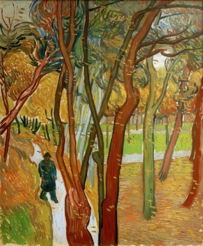 Spacery w parku z opadającymi liśćmi autorstwa Vincent van Gogh