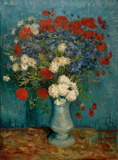 Martwa natura: wazon z chabrami i makami autorstwa Vincent van Gogh