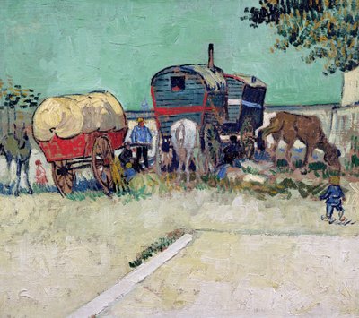 Karawany, obóz cygański w pobliżu Arles autorstwa Vincent van Gogh
