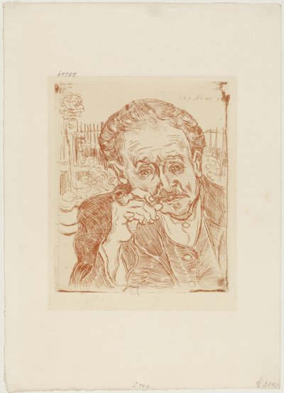 Człowiek z fajką (Portret doktora Paula Gacheta), ok. 1890-1909 (akwaforta na papierze) autorstwa Vincent van Gogh