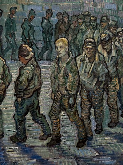 Dziedziniec Więzienny (szczegół) autorstwa Vincent van Gogh