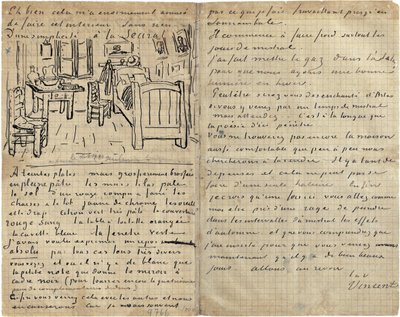 Sypialnia, List do Paula Gauguina z Arles, środa, 17 października 1888 r. autorstwa Vincent van Gogh