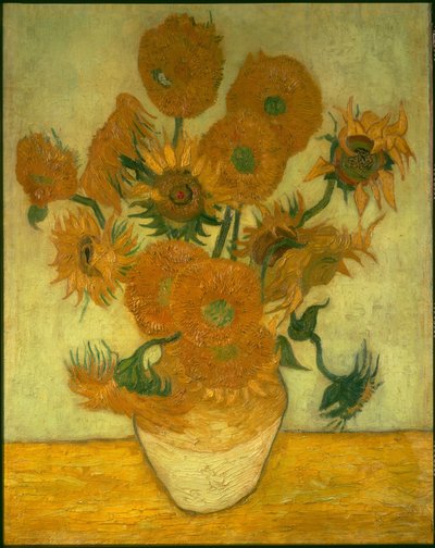 Cztery dziesięć słoneczników w wazonie autorstwa Vincent van Gogh