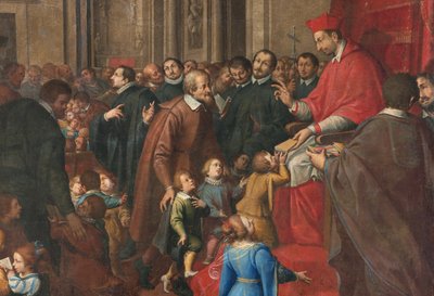 Mediolan, kościół San Francesco da Paola, Fratelli Campi, San Carlo ustanawia szkołę doktryny chrześcijańskiej autorstwa Vincenzo and Campi Antonio Campi