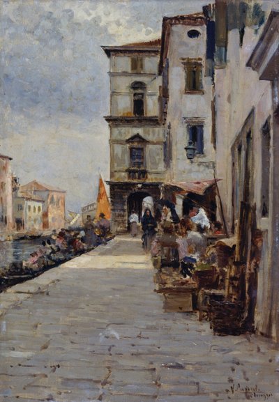 Rynek w Chioggia autorstwa Vincenzo Caprile