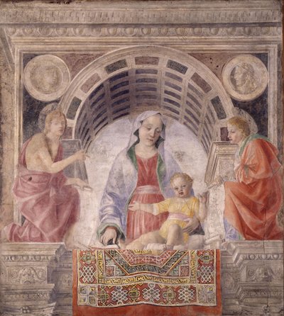 Madonna z Dzieciątkiem ze świętymi Janem Chrzcicielem i Janem Ewangelistą, 1485 autorstwa Vincenzo Foppa