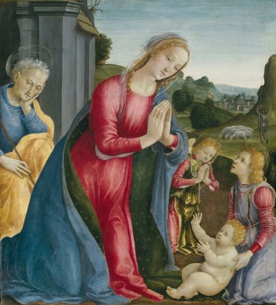 Adoracja Dzieciątka Jezus, c. 1490. autorstwa Vincenzo Frediani