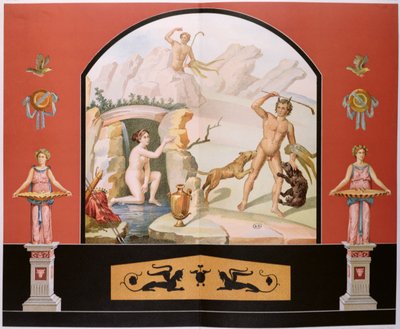 Actaeon odkrywa boginię Dianę w jej łaźni, rekonstrukcja fresku w Domu Sallusta w Pompejach autorstwa Vincenzo Loria