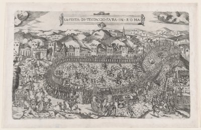Lustro rzymskiej świetności: Igrzyska karnawałowe na Górze Testaccio w Rzymie, 1558., 1558 autorstwa Vincenzo Luchino