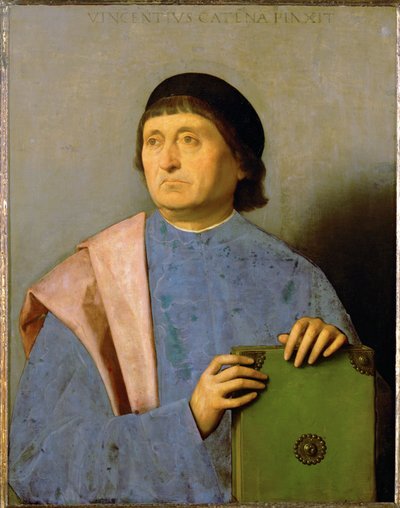 Portret mężczyzny z książką autorstwa Vincenzo di Biagio Catena