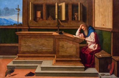 Święty Hieronim w swoim gabinecie, ok. 1515-1520 (technika mieszana na topoli) autorstwa Vincenzo di Biagio Catena