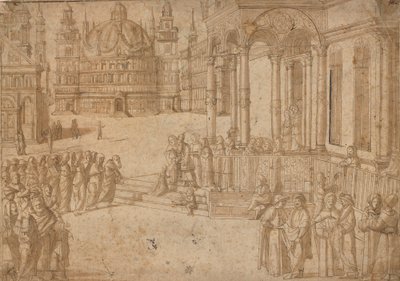 Po Carpaccio - Ofiarowanie Dziewicy w świątyni ok. 1500-20 autorstwa Vittore Carpaccio
