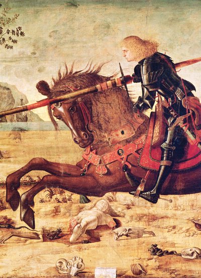 Fragment św. Jerzego zabijającego smoka, ok. 1502-07 autorstwa Vittore Carpaccio
