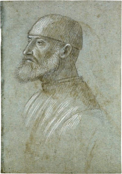 Głowa brodatego mężczyzny w czapce, widziana z profilu w lewo autorstwa Vittore Carpaccio