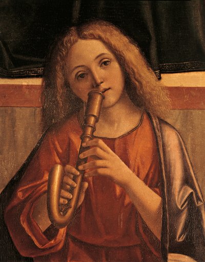 Anioł Minstrela, fragment Ofiarowania Jezusa w Świątyni autorstwa Vittore Carpaccio