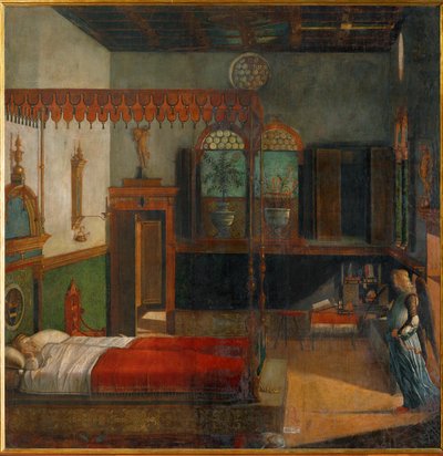 Święta Urszula śni o swoim męczeństwie zapowiedzianym przez anioła (obraz na płótnie) autorstwa Vittore Carpaccio